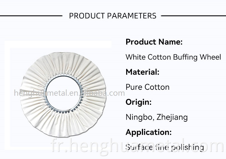 Henghua 2022 Coton blanc Roue de polissage pour acier inoxydable en aluminium zinc en cuivre polissage